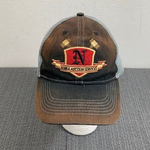 Noble Auction Services Distressed Trucker Hat Mens Black Brown Gray Mesh Back